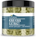 Earthborn Elements Kava Label, 200 Capsules, Pure & Undiled, No Wordss