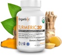 Organixx USDA Organik Turmeric Curcumin Supplement with Ashwagandha, Turmeric & Ginger – Immune & Joint Support, Fermented for maximum Bioavailability, 60 Vegetarian Capsules