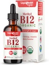 LIQUIDHEALTH USDA Organic Methyl Vitamin B12 Methylcobalamin Liquid Drops with Tart Cherry Juice - Boost Energy, Immune Support, βελτιωμένη μνήμη & συγκέντρωση - USA Made, Vegan, Non-GMO (2 oz)