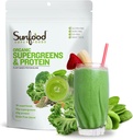 Sunfood Organic Supergreens & Protein - Yeşiller Superfood Toz, Organik Protein Toz, Bitki bazlı Vegan Protein, Gut Health w/Chlorella & Spirulina için Süper Yeşiller - 8 oz Protein
