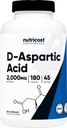 Nutricost D-Aspartic Acid (DAA) Capsules 2000mg Per Servis (180 Capsules) - Non-GMO Supplement