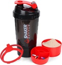 XTK Shaker Şişe 16OZ Protein Shaker Şişeleri Mix Ball Portatif Spor Su Şişe Leak ProYM Cup for Protein Mixes with Storage & Pill Organizer, Ideal for Pre Workout,BPA Free (Red)