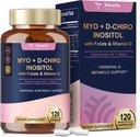 Totaria Myo-Inositol & D-Chiro Inositol Supplement Capules 3075 mg, Plus Multivitamin Vitamin D3, Folate, Ideal 40:1 - Kadınlar ve Ovarian * Destek | Vegan, GMO - 120 Caps