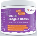 Omega 3 Fish Oil Chews for Dogs - EPA & DHA for Skin & Coat Health Plus General Health, Itch Relief, Joint & Mobility Support, CoQ10 & NMN - Natural Anti-Aging Supplement for Dogs