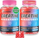 Creatine Monohydrate Gummies, Pre-Workout Chewables Supplement for Women and Men, Creatine Monohydrate with Taurine & B6 - for Μύες, Δύναμη, Αντοχή & Ενέργεια, Vegan (Berry, 120 Gummies)