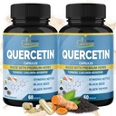 Organik Cadane 2 Packs Quercetin Supplements Capsules, Turmeric, Berberine, Nettle, Black Seed, Black Pepper - Supports Cardiovascular Health, Immune System