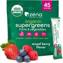 Zena Nutrition Organic Super Greens Toz, 70+ Superfoods, 0 Sugar, 5G Fiber, Spirulina, Chlorella, Antioksis, Prebiyotiks/Probiyotiks, Digestive Enzymes, Karma Berry, 45 İçecek Mixets