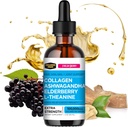 Collagen Mojo - Υγρό κολλαγόνο για γυναίκες & άνδρες, Collagen Peptides με Ashwagandha, Elderberry & L-Theanine - Μαλλιά, δέρμα, νύχια, κοινή & υποστήριξη στρες, υψηλή απορρόφηση - 100.000mcg, 2 Oz