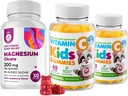 Çocuklar ve Yetişkinler için 120 sayı 240 mg ve Magnezyum 200 mg Gummies - Immune Support Low-Sugar Chewable Gummy Vitamins for Kids & Yetişkinler Sugar-Free-Suws