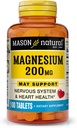 Mason Natural Magnezyum 200 mg, Muscle and Nerve Function Support, 100 Tablet