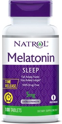 Natrol Time-Release Μελατονίνη 5 mg, Συμπλήρωμα Διατροφής για Αναπαύσιμο Ύπνο *, 100 δισκία (πακέτο των 2), 200 Ημέρα προσφοράς