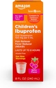  Basic Care Children's Ibuprofen Oral Suspension, 100 mg per 5 mL, Pain Reliever and Fever Reducer, Berry Flavor, For Sore Throat, Headache Relief and More, 8 fl oz (Pack of 1)
