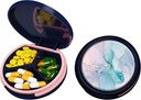 Serfeymi Küçük Pill Box - Purse Pocket için Portreatif Pill Box - Tıp için Uygun, Vitamin, Fish Oil, Supplements - Dark Blue (Marble)