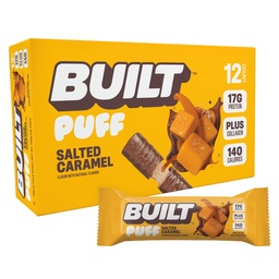Χτισμένο Bar, Puff Protein Bars, Αλάτι Caramel Puff, 17g Πρωτεΐνη Snacks, On-The-Go Bars, Μόνο 140 θερμίδες, 6g Ζάχαρη, Κολαγόνο, Χωρίς Γλουτένη, 12 Count