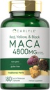 Carlyle Maca Root Capsules for Women & Men | 4800 mg | 180 Kont | Yüksek Potency | Non-GMO & Gluten Ücretsiz Supplement Supplement