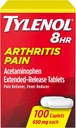 Tylenol 8HR Arthritis Pain Relief Caplets, 650 mg Acetaminophen for Minor Arthritis & Joint Pain, Fever Reducer, Extended Release, Gentle on Stomach, 100 ct