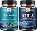 Ücretsiz Form L Tyrosine 1000 mg Capsules - Pic Acid Nootropic for Mood Focus Dikkat & Bilişsel Performans ve DHEA Supplement for Hormon Balance - Dehidrepiandrosterone for Yetişkinler için