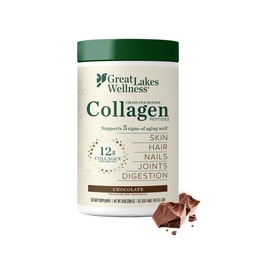 Μεγάλες Λίμνες Wellness Collagen Peptides Σκόνη για το δέρμα, τα μαλλιά, τα νύχια, τις αρθρώσεις & την πέψη - Σοκολάτα Γεύση - Γρήγορη διάλυση Hydrolyzed, μη GMO, Kosher - 10 oz