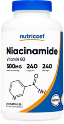 Nutricost Νιακιναμίδη (Vitamin B3) 500mg, 240 Κάψουλες - Μη ΓΤΟ, Χωρίς Γλουτένη, Χωρίς Χλώριο Βιταμίνη B3