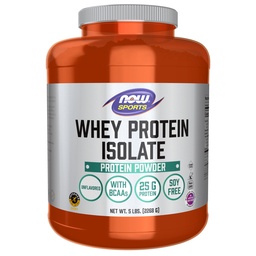 Τώρα τρόφιμα Αθλητική Διατροφή, Whey Protein Isolate, 25 g με BCAAs, Άγευστη σκόνη, 5-Pound