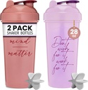 [2 Pack] 28oz Shaker Şişe Motivasyonlu Sözlerle (Rose &Lavender) | Protein Shaker Şişe Mixer Agitators | Protein Mixes Pack için Blender Free ve Dishwasher Güvenli