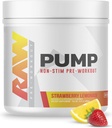 RAW Pump Stim Free Pre Workout (Strawberry Lemonade) - Non-Stimulantulan Pre Workout Supplement Toz Nitrik Oksit ATM - Pre Workout Supplements Drink for For Workout - 40 Servisler