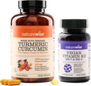 NatureWise Curcumin Turmeric 2250 mg with BioPerine & Vegan Vitamin K2 MK-7 100mcg and MK4 500mcg - 180 & Count 90 Softgels