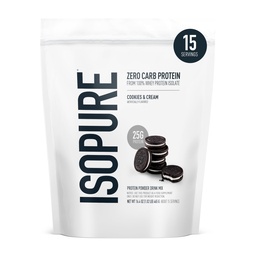 Isopure Zero Carb 100% Pure Whey Isolate protein Toz, Lactose Free, Gluten Free, With Vitamins, Cookies & Cream, 25g Protein Per Hizmeti, 1 Lb, 15 Hizmet (Pazarlama May Vary)