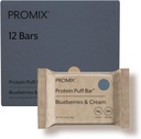 ProMix Beslenme Protein Puff Bars - Blueberries & Cream - Marshmallow Crispy Tedavisi - Go Snack - Yüksek Protein & Low Calorie - Gluten, Soy, & Corn - 12 Bars