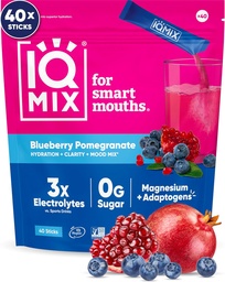 IQMIX Hydration Electrolyte Powder – 4-σε-1 Formula for Hydration, Mental Clarity, Mood and Recovery – Μείγμα ποτού χωρίς ζάχαρη, Keto, Magnesium L-Threonate, Mane Lion’s 40 Count Blueberry Ρόδι