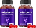 NutraChamps Gelderberry Gummies με Βιταμίνη C, Propolis & Echinacea - Υποστήριξη του ανοσοποιητικού συστήματος Gummy Βιταμίνες για Ενήλικες & Παιδιά - Max Strength 200mg Sambucus Antioxidant (Pack of 2)