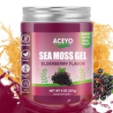 (8 OZ) Sea Moss Gel Organic Raw Elderberry Flavored Irish Seamoss Men Natural Vegan 102 Vitamins and Minerals Wild Harved Non-GMO Immune Defense Booster Lung Thyroid Digestive Support