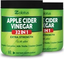Zolotus Apple Cider Vinegar Capsules 32in1, Turmeric, Cinnamon, Milk Thistle, Berberine, Elderberry, Quercetin - (2 Packs) 60 Capsules 32in1
