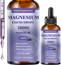 Triple Magnesium Complex Liquid Drops, 1000mg Magnesium Glycinate Drops, Taurate & Citrate με L-θεανίνη, Βιταμίνη D3 & B6 για τον ύπνο και την υποστήριξη των μυών, Ήρεμο μαγνήσιο, άρωμα σταφυλιού, 2 Fl OZ