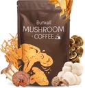 Mushroom Coffee, Adaptogenic 6 Μανιτάρια με Lion's Mane, Reishi, Cordyceps, Shiitake, King Trumpet & Turkey Tail, Instant Coffee Powder για την ενέργεια, Digetion & Immune Support, 30 Σερβιέτες