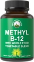 Methyl B12 Vitamin + Whole Food Blend of 25 Vegetables and Fruits for Max Absorption. Vegan Vitamin B12 Methylcobalamin - Methyl B-12 Supplement for Energy, Focus and Relief. 30 Day Supply Capsules
