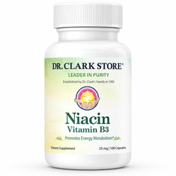 Dr. Clark Niacin (Vitamin B3) συμπλήρωμα – 25mg, 100 Ζελατίνες κάψουλες, υποστηρίζει την κυκλοφορία & υγιή επίπεδα χοληστερόλης