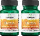 Swanson Biotin - Timed-Release 10.000 mcg 60 Tabs (2 Pack)