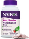 Natrol Fast Dissolve Melatonin 3 mg, Melatonin Supplements for Restful Sleep, Sleep Support for Yetişkinler, 150 Strawberry-Flavored Tabletler, 150 Gün Supply