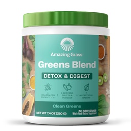 Amazing Grass Greens Superfood Detox & Digest: Πράσινοι σκόνη με Digestive Ένζυμα & Προβιοτικά, Καθαρό Πράσινο, 30 εξυπηρετούν (Packaging May Vary)