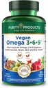 Saf Ürünler Omega 3-6-9 Vegan ve Vejetaryen Formula - "5 in 1" Essential Fatty Asit Kompleksi - Bilimsel Olarak Formüle Edilen Bitki bazlı Omega 3 6 9 Essential Fatty Asits (EFA) - (60)