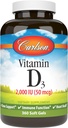 Carlson - Vitamin D3, 2000 IU (50 mcg), Bone Health, Muscle Health, Cholecalciferol, D Supplements, D3 Soft Gels, 360 Softgels