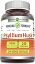Amazing Formulas Psyllium Husk 750 mg Veggie Capsules Supplement | Non-GMO | Gluten Free | Made in USA | Uygun for Vegetarians (240 Count)
