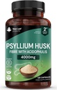 Psyllium Husk Capsules Probiyotiks Fibre Supplement High Absorbency Strength Contributes to Gut And Digestive Health from Plantago Ovata Tohums, Ispaghula Husk, Gluten-Free Made in UK