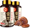 Japanese Reishi Mushroom Supplement 800mg with Reishi Mushroom Extract 500mg & Shell-Broken Spores 200mg, Organic Mushroom Caps for Immune System - Real Fruiting Body (Pack of 2)