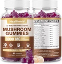 3000MG Mushroom Kompleksi Gummies 10 Mix - Lion's Mane Gummies for Yetişkinler, Cordyceps, Shiitake, Reishi, Chaga, - Brain, Immune Support & Stress Relief, Energy, Mushroom Supplement for Men & Women 60ct
