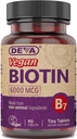 DEVA Vegan Biotin συμπλήρωμα 6000 mcg – Εύκολη στη χρήση βιταμίνης B7, μικροσκοπικά δισκία, 90 μέτρα