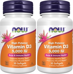 Τώρα βιταμίνη D-3 5000 IU - 30 Softgels (πακέτο των 2)