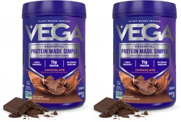 Vega Protein Made Simple, Dark Chocolate - Stevia Free Vegan Protein Powder, Plant Based, Healthy, Gluten Free, Pea Protein for Women and Men, 9,6 oz (Packing May Vary) (Pack of 2)
