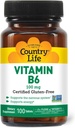 Ülke Yaşam Vitamini B-6, Enerji ve Nervous Sistemi, 100 mg, 100 Vegan Capsules, sertifikalı Gluten Free, sertifikalı Vegan, Onaylanmış Hell, Non-GMO Onaylandı...